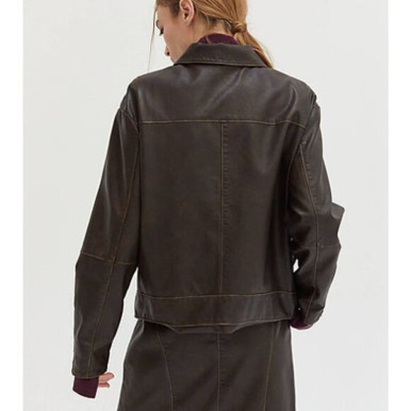 Java Vegan Distressed Leather Jacket - Picture 8 of 8